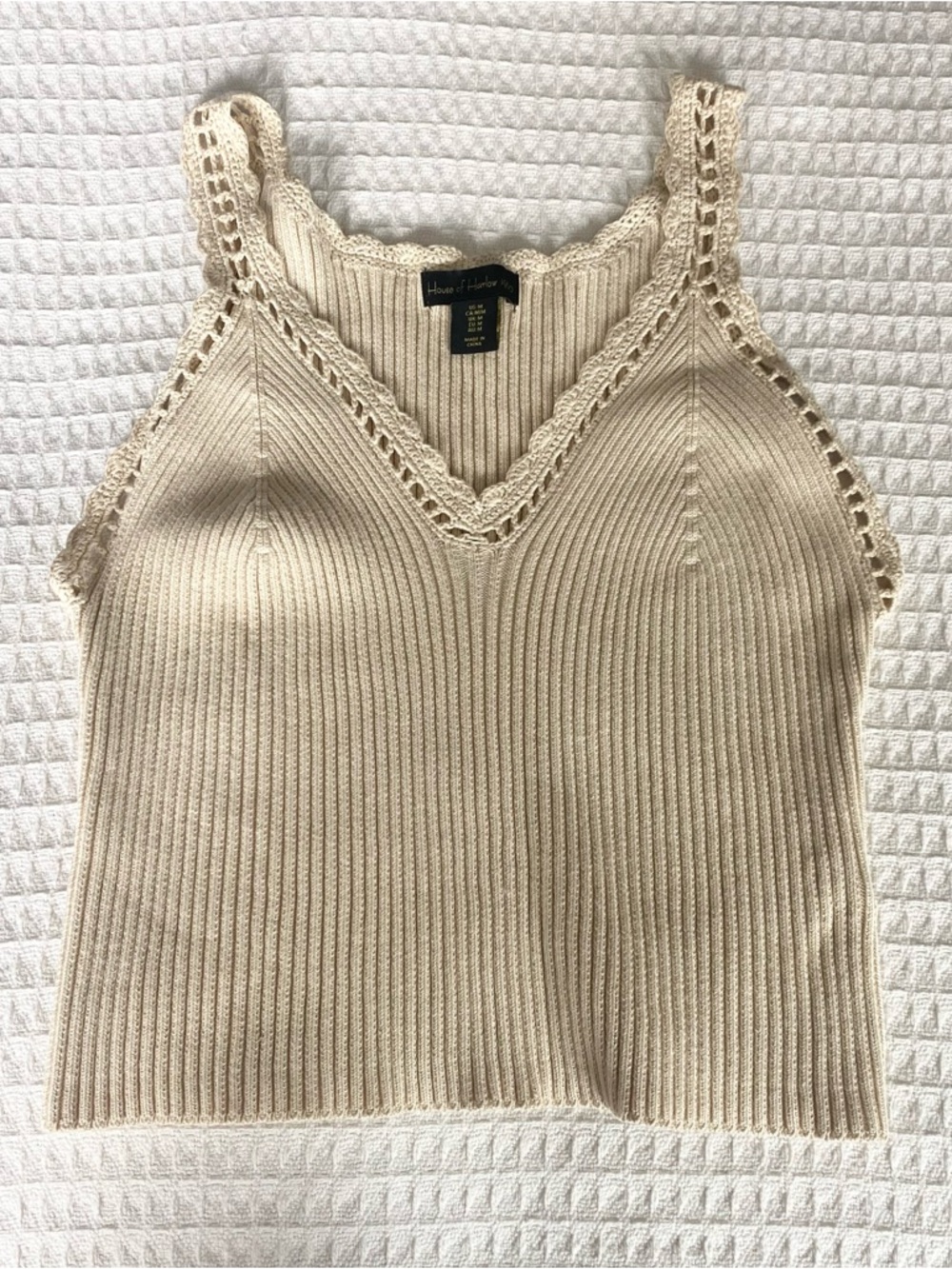 House of Harlow 1960 Ribbed Knit Sweater Tank Top in Cream Medium